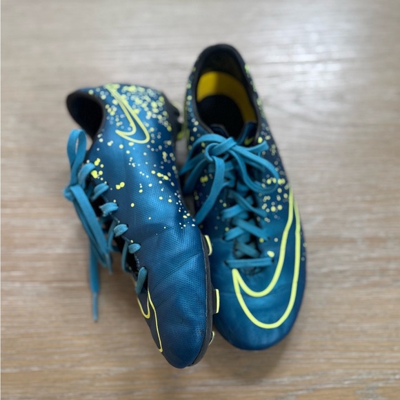 Nike Mercurial Victory V FG boys turquoise neon athletic soccer cleats shoes 3.5 - Picture 3 of 5
